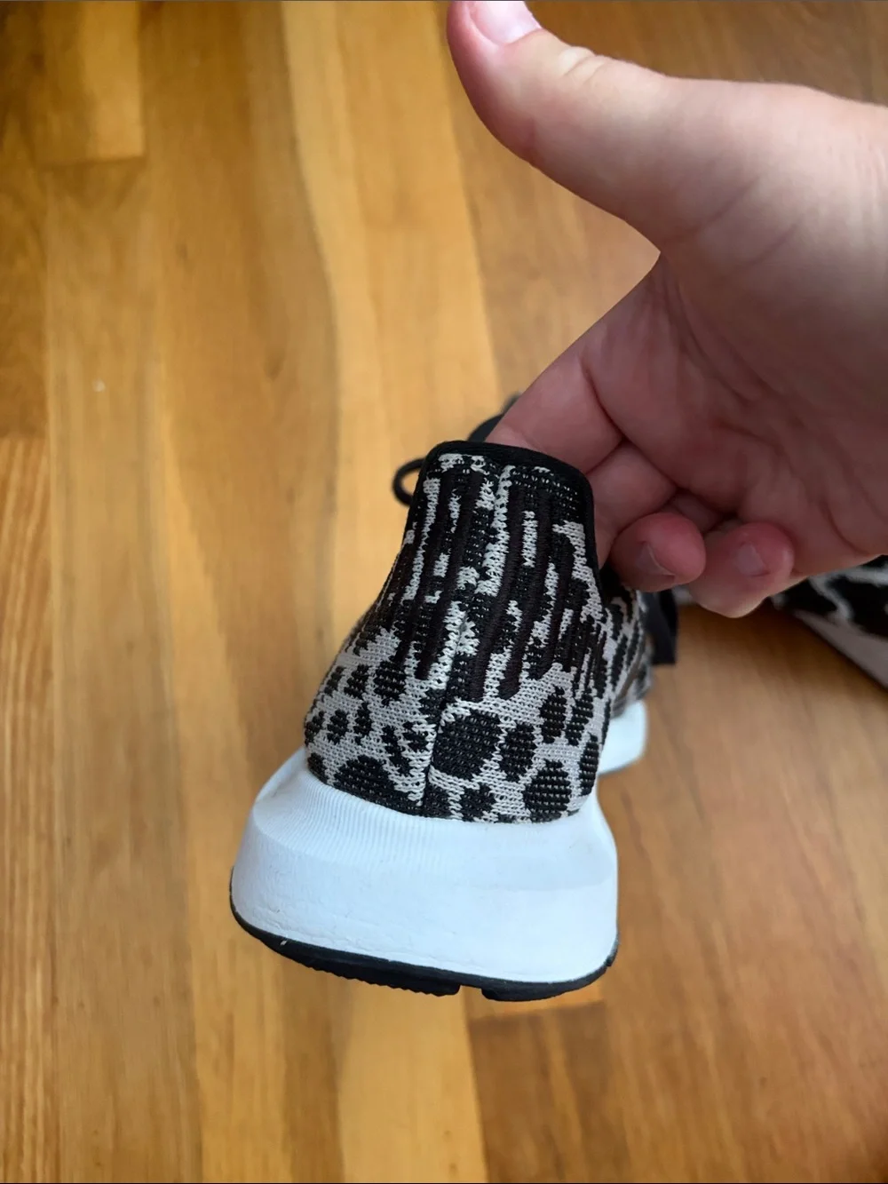 Women’s Adidas Black and White leopard Patterned Knit Sneakers